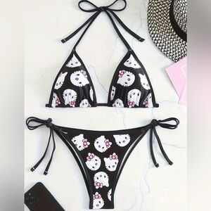 Hello Kitty Halter Triangle Side Tie Bikini Set